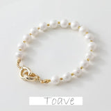 14K Retention Glossy Round Clip Buckle Pearl Necklace Bracelet Lock