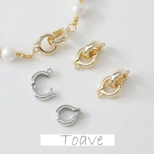 14K Retention Glossy Round Clip Buckle Pearl Necklace Bracelet Lock