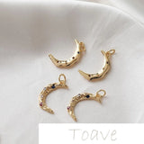 14K Moon Rhinestone Pendant for DIY Necklace Earring