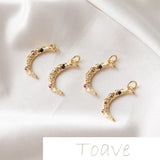 14K Moon Rhinestone Pendant for DIY Necklace Earring
