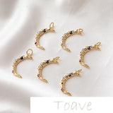 14K Moon Rhinestone Pendant for DIY Necklace Earring