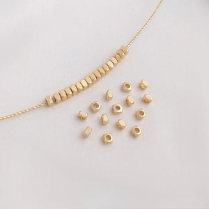 14K Cut Face Flat Square Bead DIY Loose Bead Bracelet Necklace Accessories