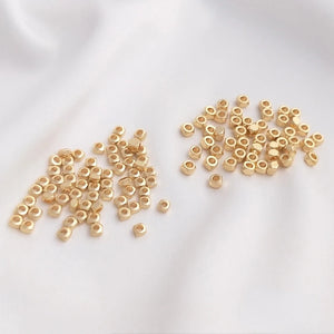 14K Cut Face Flat Square Bead DIY Loose Bead Bracelet Necklace Accessories