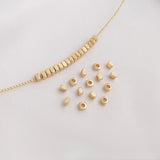14K Cut Face Flat Square Bead DIY Loose Bead Bracelet Necklace Accessories