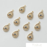14K Drop Eyelash Pendant Necklace Ear Stud Accessories 2pcs