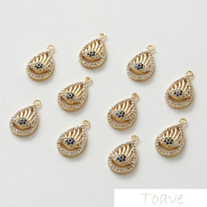 14K Drop Eyelash Pendant Necklace Ear Stud Accessories 2pcs