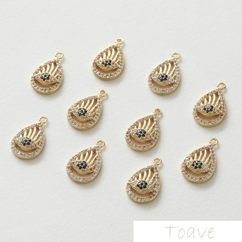 14K Drop Eyelash Pendant Necklace Ear Stud Accessories 2pcs
