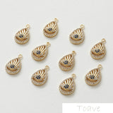 14K Drop Eyelash Pendant Necklace Ear Stud Accessories 2pcs