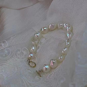 14K Filled 100% Nat Freshwater Baroque Pearl Bracelet 8-9mm Irregular