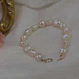 14K Filled 100% Nat Freshwater Baroque Pearl Bracelet 8-9mm Irregular