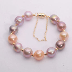 14K Filled Freshwater Pearl Bracelet Magnetic Buckle Women HC
