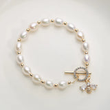 14K Filled Freshwater Pearl Bracelet with Bee Zircon Inlay