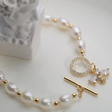14K Filled Freshwater Pearl Bracelet with Bee Zircon Inlay
