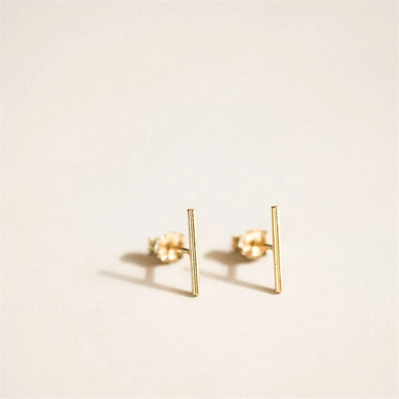 14K Filled Bar Earrings Circle Jewelry Dainty Earrings Vintage Waterproof