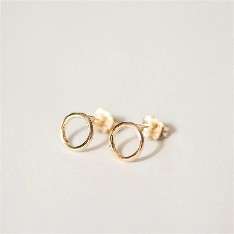 14K Filled Bar Earrings Circle Jewelry Dainty Earrings Vintage Waterproof