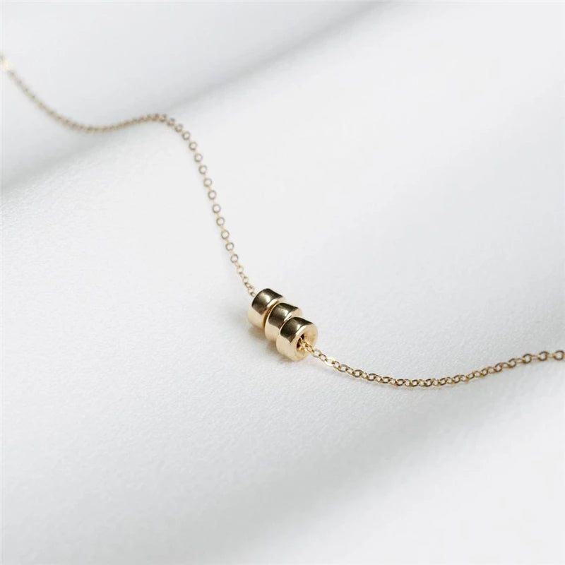 14K Filled Beads Necklace Minimalism Choker Women Jewelry Pendants Collier