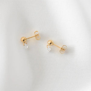 14K Filled CZ Stud Earrings Tarnish Resistant Jewelry Vintage Style Boho