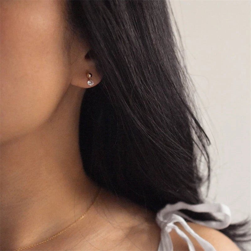 14K Filled CZ Stud Earrings Tarnish Resistant Jewelry Vintage Style Boho