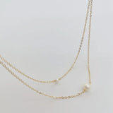 14K Filled Choker Double Layer Pearl Pendant Necklace Boho Collier Femme Perle
