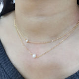 14K Filled Choker Double Layer Pearl Pendant Necklace Boho Collier Femme Perle