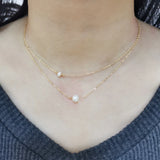 14K Filled Choker Double Layer Pearl Pendant Necklace Boho Collier Femme Perle