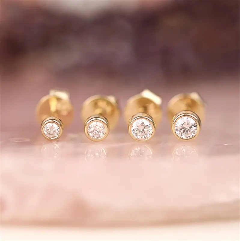 14K Gold Filled CZ Stud Earrings Tarnish Resistant Dainty Jewelry Waterproof