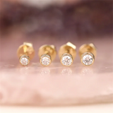 14K Gold Filled CZ Stud Earrings Tarnish Resistant Dainty Jewelry Waterproof