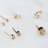 14K Gold Filled CZ Stud Earrings Tarnish Resistant Dainty Jewelry Waterproof