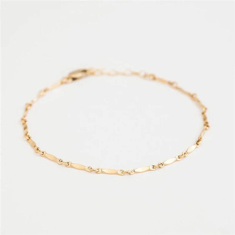 14K Filled Dapped Bar Chain Bracelet Jewelry Boho Charms Bracelets