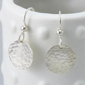 Vintage Hammered Circle Drop Earrings 14K Filled Boho Jewelry