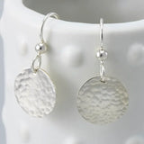 Vintage Hammered Circle Drop Earrings 14K Filled Boho Jewelry