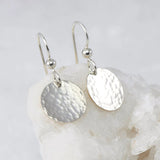 Vintage Hammered Circle Drop Earrings 14K Filled Boho Jewelry