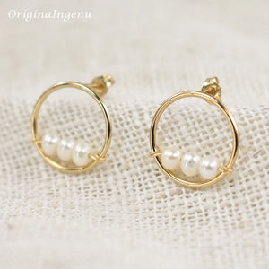 14K Freshwater Pearls Boho Earrings Vintage Jewelry Tarnish Resist