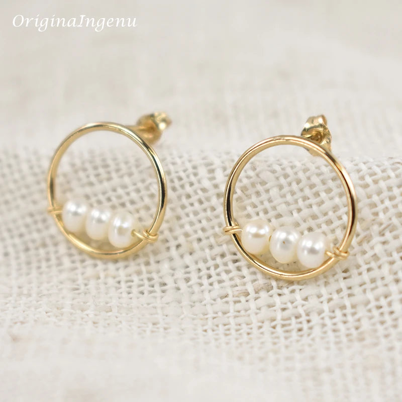 14K Freshwater Pearls Boho Earrings Vintage Jewelry Tarnish Resist
