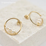 14K Freshwater Pearls Boho Earrings Vintage Jewelry Tarnish Resist