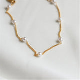 14K Filled Chain Bracelet Pearl Jewelry Boho Charms Bracelets Bridesmaid Gift