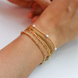 14K Filled Chain Bracelet Pearl Jewelry Boho Charms Bracelets Bridesmaid Gift