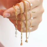 14K Filled Chain Bracelet Pearl Jewelry Boho Charms Bracelets Bridesmaid Gift