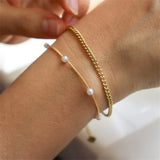 14K Filled Chain Bracelet Pearl Jewelry Boho Charms Bracelets Bridesmaid Gift