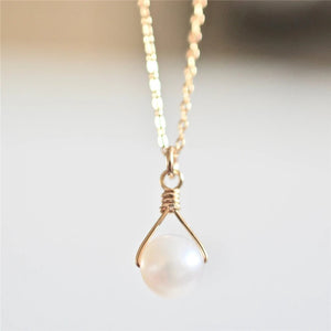 14K Filled Pearl Charm Necklace Jewelry Pendants Boho Necklace For Women