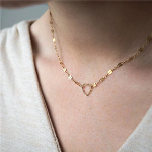 14K Filled Heart Pendant Necklace Choker Collier Femme Kolye Collares