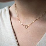 14K Filled Heart Pendant Necklace Choker Collier Femme Kolye Collares