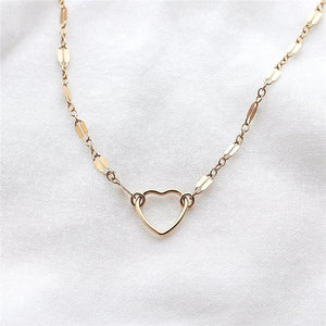14K Filled Heart Pendant Necklace Choker Collier Femme Kolye Collares