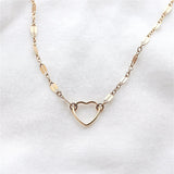 14K Filled Heart Pendant Necklace Choker Collier Femme Kolye Collares