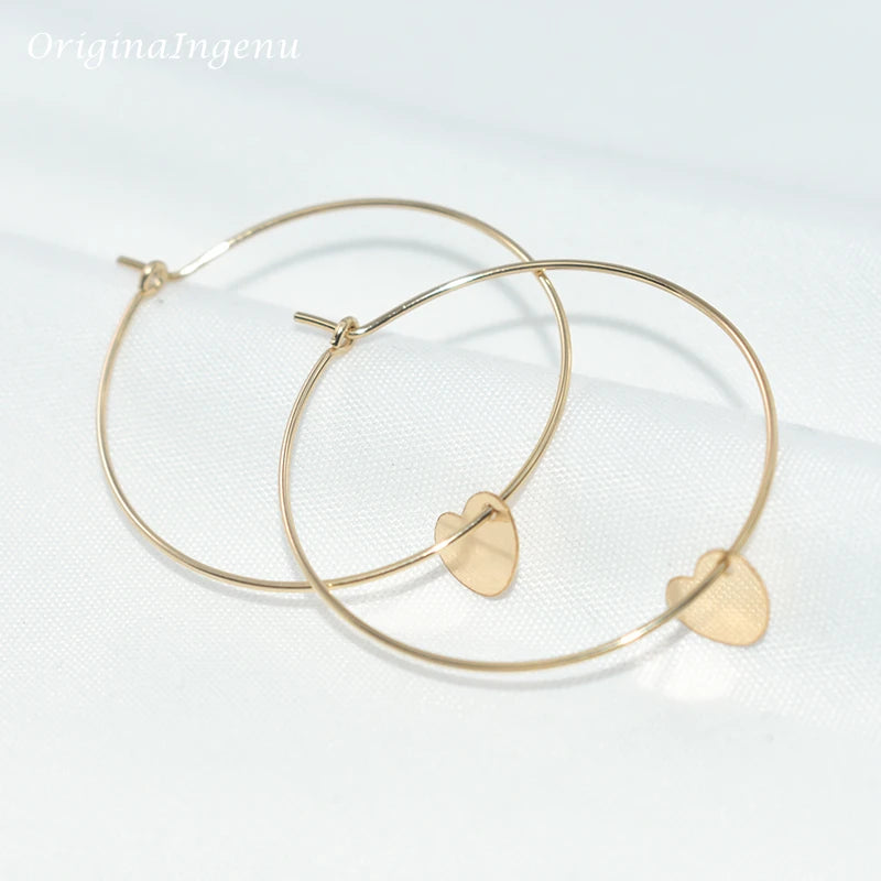 14K Filled Heart Earrings Hoop Jewelry Minimalism Oorbellen Brincos Pendientes