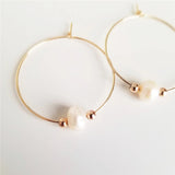 14K Filled Hoop Earrings Natural Pearl Jewelry 30MM/40MM/50MM/60MM Hoop Earrings