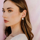 14K Filled Hoop Earrings Heart Pearl Jewelry Brincos Pendientes