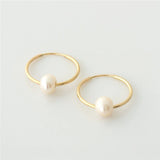 14K Filled Hoop Earrings Natural Pearl Jewelry