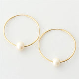 14K Filled Hoop Earrings Natural Pearl Jewelry