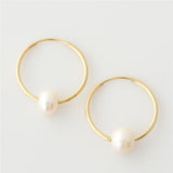 14K Filled Hoop Earrings Natural Pearl Jewelry